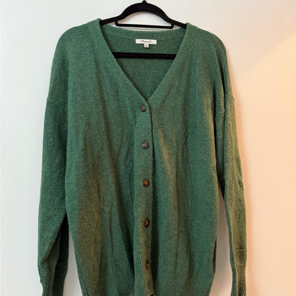 Madewell Green Button-Up Cardigan Sweater